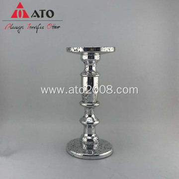 Glass Candle Holder With Plating Silver